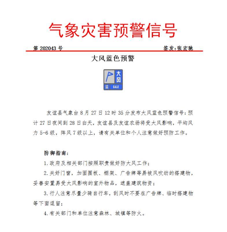 大风蓝色预警